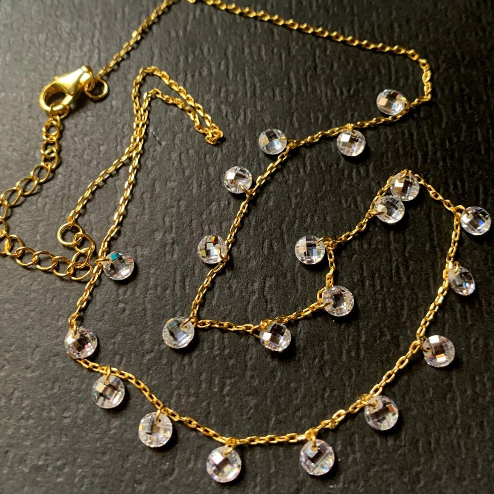 Gold-filled 925 Silver Chain with White Topaz Stones